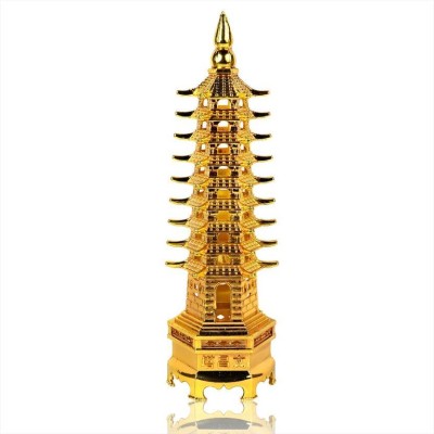 9tees Mart Vastu Fengshui Golden Metal Education Tower For Academic Success, Focus Decorative Showpiece  -  14 cm(Metal, Gold)