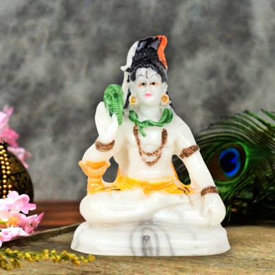 Awesome Craft Shiv ji Statue Shankar Bhagwan Murti for Car Dashboard Home Temple & Office Decorative Showpiece  -  10 cm(Marble, Multicolor)