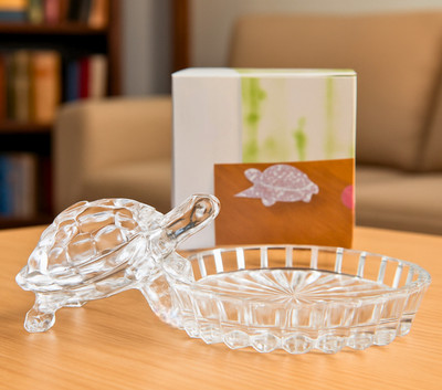 Magic Creation Crystal Turtle Bowl Set Feng Shui & Vaastu for Home Office Car Good Luck Wealth Decorative Showpiece  -  3.8 cm(Glass, Clear)