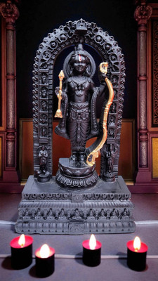 GIFTKUNJA Ram Lalla Idol,3D Printed,UV Resin, Lord Shri Rama Lala Ayodhya Decorative Showpiece  -  16 cm(Resin, Black)