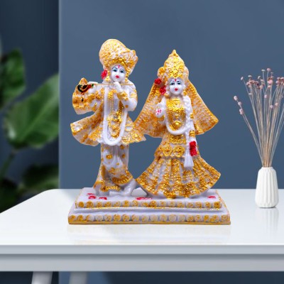 GW Creations Radha Krishna Idol | Handcrafted Murti for Home Decor, Pooja Room & Gift Purpose Decorative Showpiece  -  5 cm(Marble, White, Gold)