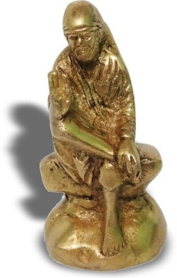 Craftcart Sai Baba Brass Idol Decorative Showpiece  -  9 cm(Brass, Gold)