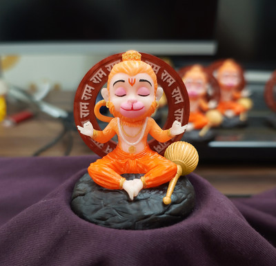 Rudjap Bal Hanuman Ji Idol for Car Dashboard Premium Mini Murtees Decorative Showpiece  -  2 cm(Resin, Multicolor)