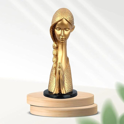 36 gun serve sampaan 36 Gun Serve Sampaan Namaste Welcome Lady Home Office Decor Living Room Statue Decorative Showpiece  -  21 cm(Polyresin, Gold)