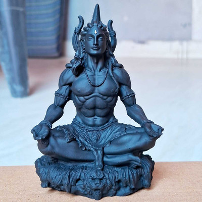 Satsahib ADIYOGI MAHAYOGI SHIVA 3D MURTI FOR HOME ,CAR DESK Decorative Showpiece  -  9 cm(Resin, Polyresin, Black)