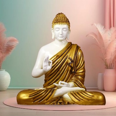 GW Creations Lord Gautam Meditating Big Buddha Statue For Home Decor Idol Decorative Showpiece  -  38 cm(Marble, Brown)