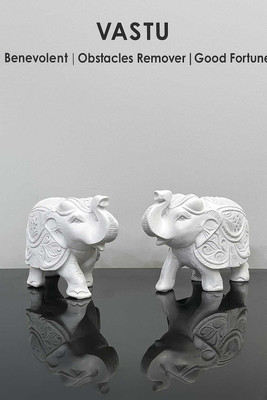 SHAURAYA ENTERPRISE WHITELEPHANT2 Decorative Showpiece  -  10 cm(Polyresin, White)