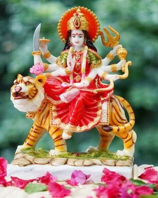 Perryn Marble Finish Goddess Maa Durga Devi Idol Statue(MULTICOLOR PACK OF 1) Decorative Showpiece  -  8 cm(Marble, Multicolor)