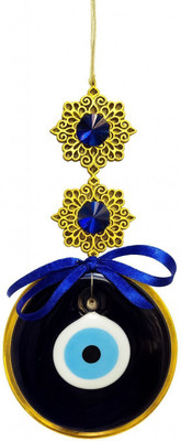 Blue Eye Blessings Evil Eye Hanging Ornament with Blue Crystal Accents Decorative Showpiece  -  2 cm(Glass, Multicolor)
