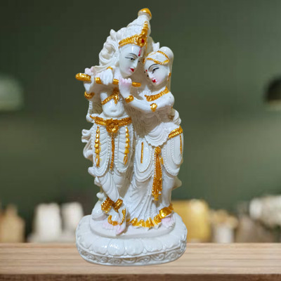 WINSOME COLLECTION Radha Krishna Idol Murti Statue Decorative Showpiece  -  19 cm(Marble, White)