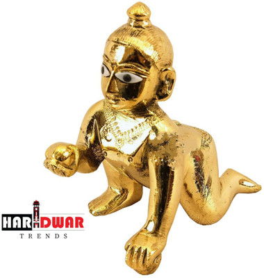 Yashodanandan Laddu Gopal/Kanha ji /Thaku ji , Metal Laddu Gopal Idol for janmastmi puja Decorative Showpiece  -  8 cm(Metal, Gold)
