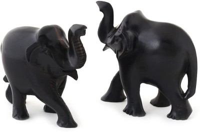 Mamta Handicrafts Ebony Wood Black Elephant Pair 2 INCH UpperTrunk Karungali Kattai for Home Gifts Decorative Showpiece  -  5 cm(Wood, Black)