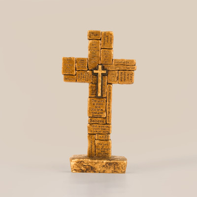 ARTARIUM Artarium Holy Cross of Jesus Christian Spiritual Symbol for Prayer Decorative Showpiece  -  15.2 cm(Resin, Gold)