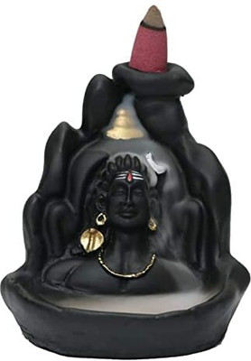 A & S VENTURES Lord Adiyogi Shiv Polyresin Adiyogi Smoke Fountain With Free 10 Backflow Incense Decorative Showpiece  -  12 cm(Polyresin, Black)