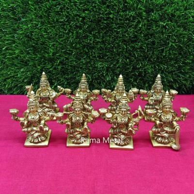 RAMA METAL BRASS ASHTALAKSHMI SET Decorative Showpiece  -  8.5 cm(Brass, Yellow)