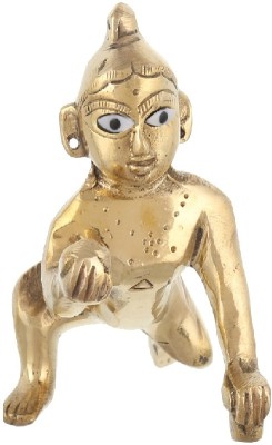 ASTROTALKS Laddu Gopal Brass Idol/Bal Gopal/Thakur Ji Peetal Murti Janmashtami Special Decorative Showpiece  -  7 cm(Brass, Gold)