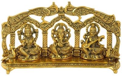 Neo Classic Laxmi Ganesh Saraswati Metal Murti Idol Showpiece, Decoration Items Decorative Showpiece  -  14 cm(Aluminium, Gold)