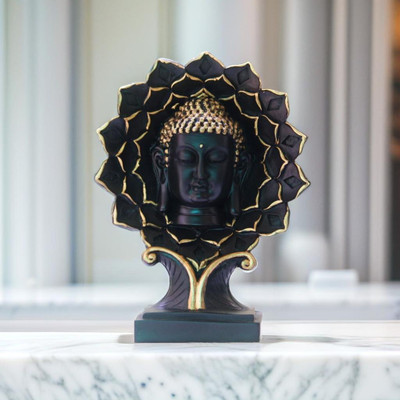 Miss Peach Elegant Resin Buddha Statue Showpiece For Home Decor Show pieces Gift Items Decorative Showpiece  -  26 cm(Polyresin, Black)