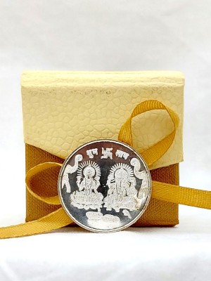 Enthirty Laxmi Ganesh Silver Plated Coin with Beautiful Box / 10g (pack of 1) Decorative Showpiece  -  3 cm(Silver, Silver Plated, Beige, Yellow)