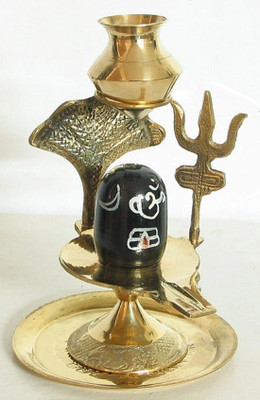 Aryshaa Black Shivling for Home-Office Decor, for Gifts Items & Car Dashboard (8x10-In) Decorative Showpiece  -  10 cm(Coir, Gold, Black)