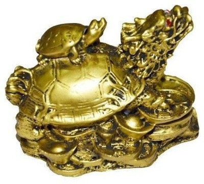 NITIN COLLECTION DRAGON TORTOISE Decorative Showpiece  -  7 cm(Polyresin, Gold)