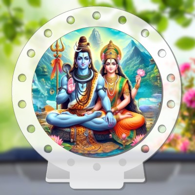 GiftsRange Shiv Parvati Uma Shankar Bhole Gauri White Premium Car Dashboard Idol Decorative Showpiece  -  8 cm(Plastic, Multicolor, White)