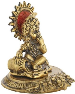 INTERNATIONAL GIFT Golden Laddu Gopal Idol With Box & Bag | For Pooja, Home Decorative Showpiece  -  6 cm(Aluminium, Silver)