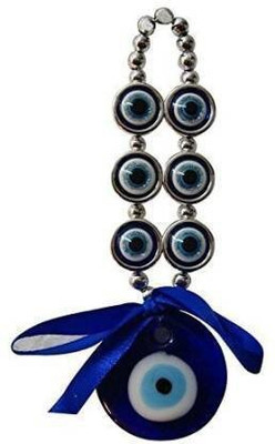 TIRALS Evil Eye 6 Eyes Hanging for Home Car and Office (Blue) Decorative Showpiece Decorative Showpiece  -  16 cm(Glass, Blue)