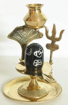 Ashnit Decorative Solid Brass Shiva Ling Lingam Statue Decorative Showpiece  -  10 cm(Brass, Black)
