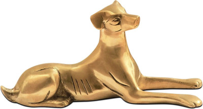 vastu vardan Brass Dog Statue|Weight- 984gm Approx |Brass Animal Showpiece Decorative Showpiece  -  12 cm(Brass, Gold)