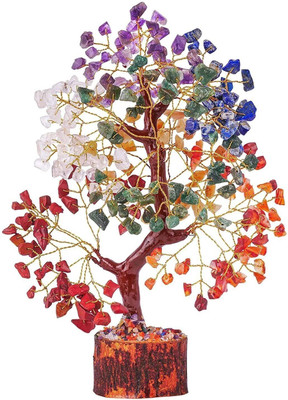 Yasamazing Crinum Seven Chakra Crystal Money Tree Crystals and Gemstone Good Luck Decorative Showpiece  -  30 cm(Marble, Multicolor)