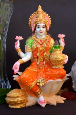 soni craft laxmi statue for home temple decoration I Pooja Items I Spiritual Decor - 19 cm Decorative Showpiece  -  18.9 cm(Marble, Multicolor)