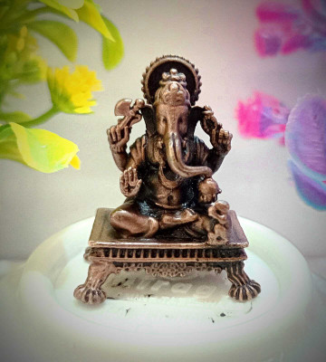 Copper Sitting Ganesh Idol Copper Sitting Ganesh Idol Decorative Showpiece  -  4.5 cm(Copper, Copper)