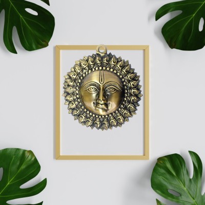 H&T PRODUCTS Surya Face Murti Idol Statue Sculpture Wall Hanging Decorative Showpiece (Antique Brass, Pack of 1) Decorative Showpiece  -  23 cm(Brass, Brown)