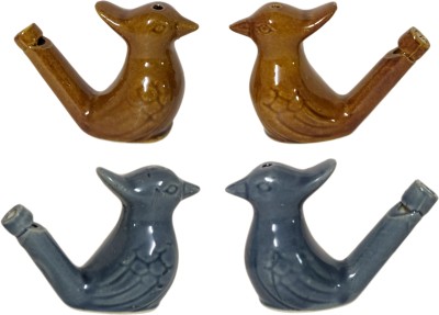 NAVIRA HANDICRAFT Set Of 4 Ceramic Musical Bird Whistle – Indian Handmade Water Whistle Toy Decorative Showpiece  -  5.2 cm(Ceramic, Brown, Grey)