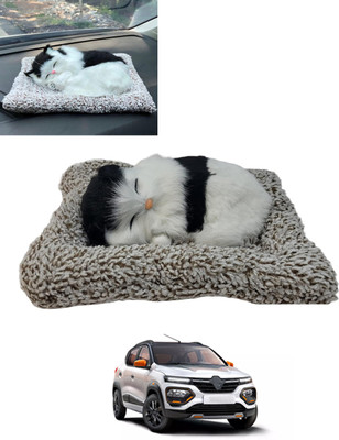 ABJD Universal Sleeping Black/White Cat Showpiece For Dashboard,Home,Office-171 Decorative Showpiece  -  14 cm(Feather, Black, White)