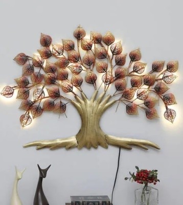 MAHIARTNCRAFTS Small acid patta pan tree Decorative Showpiece  -  86 cm(Iron, Gold)