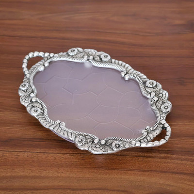 KridayKraft decorative tray Decorative Showpiece  -  2 cm(Metal, Silver)