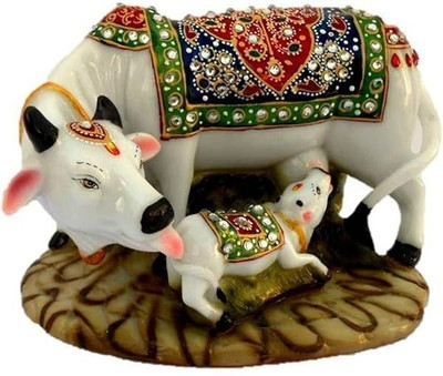 Bajiyamart Kamdhenu cow Decorative Showpiece  -  11 cm(Marble, Multicolor)