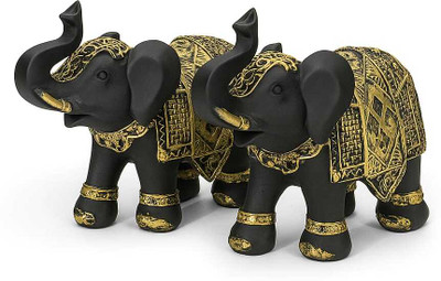 SHAURAYA ENTERPRISE BLK ELEPHANT Decorative Showpiece  -  6 cm(Polyresin, Black)