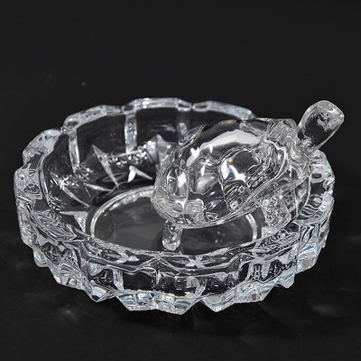 DIORA numeroastro Vastu | Feng Shui Crystal Tortoise | Turtle with Crystal Plate Decorative Showpiece  -  8 cm(Crystal, White)