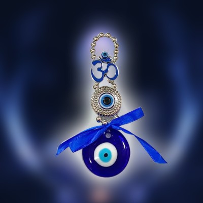 Ryme Om Turkish Evil Eye Wall Hanging For Home And Office Decoration Decorative Showpiece  -  15 cm(Glass, Blue)