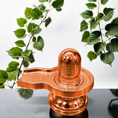 Adhvik Metal Shiva/Mahadev Shivling Lingam Metal Idol for Home/Office And Car Dashboard Decorative Showpiece  -  6.5 cm(Metal, Copper)