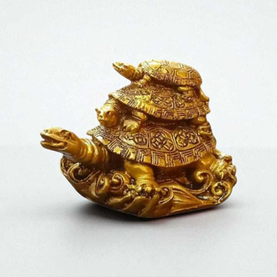 Shree Shyam Handicraft GOLDEN THREE LAYER TORTOIE Decorative Showpiece  -  8 cm(Polyresin, Gold)