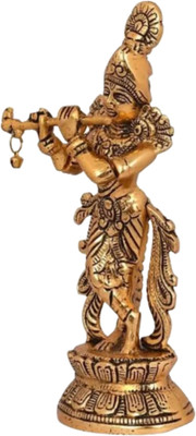 Shri Kaila Maa Art Gallery Decorative Lord Krishna Brass Figurine 22cm Decorative Showpiece  -  22 cm(Brass, Gold)