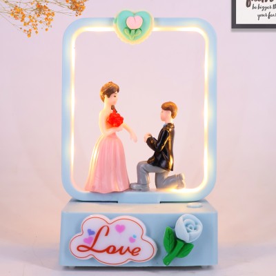 Elegant Lifestyle Love Couple Statue, Gf/Bf Gift Anniversary Wedding Diwali Decor Night Lamp Home Decorative Showpiece  -  12 cm(Polyresin, Light Blue)