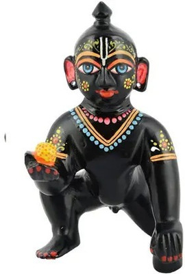 AAMAR HANDCRAFT Laddu Gopal,Shri Krishna,Kanha Ji,Bal Gopal Idol Decorative Showpiece  -  10 cm(Marble, Black)