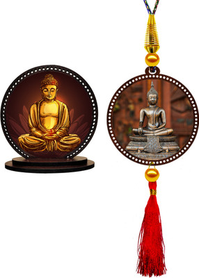 Kaynka Buddha Car Dashboard Idol & Gautam Buowpiece / Figurine Decorative Showpiece  -  9 cm(Wood, Multicolor)