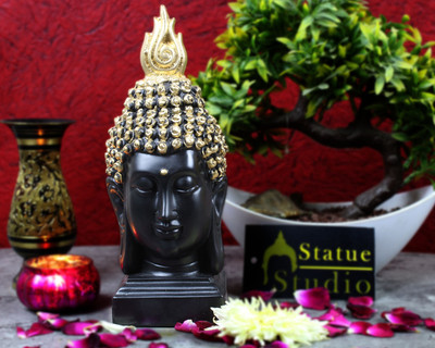 Craftlayout Resin Large Buddha Statue - Meditating Sitting Buddha Idol Decorative Showpiece  -  22.86 cm(Resin, Black)