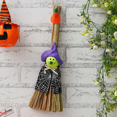 eCraftIndia Halloween Broomstick Decorative Showpiece  -  36 cm(Plastic, Multicolor)
